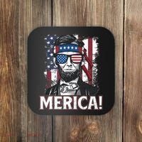 Abraham Lincoln Merica USA American Flag 4th of July Coaster thumb 0