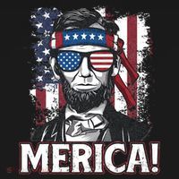 Abraham Lincoln Merica USA American Flag 4th of July Drawstring Bag thumb 2