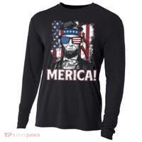 Abraham Lincoln Merica USA American Flag 4th of July Cooling Performance Long Sleeve Crew thumb 0