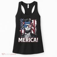 Abraham Lincoln Merica USA American Flag 4th of July Women's Tank Top thumb 0