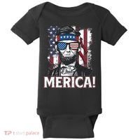 Abraham Lincoln Merica USA American Flag 4th of July Baby Bodysuit thumb 0