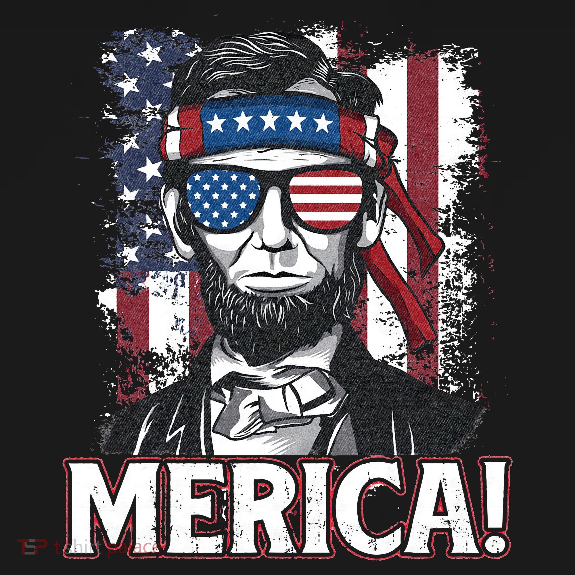 Abraham Lincoln Merica USA American Flag 4th of July Tall Hoodie