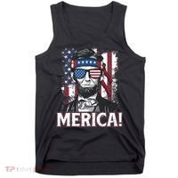 Abraham Lincoln Merica USA American Flag 4th of July Tank Top thumb 0