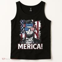Abraham Lincoln Merica USA American Flag 4th of July Tank Top thumb 2