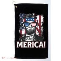 Abraham Lincoln Merica USA American Flag 4th of July Golf Towel thumb 0