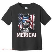 Abraham Lincoln Merica USA American Flag 4th of July Toddler T-Shirt thumb 0