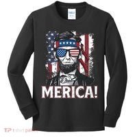 Abraham Lincoln Merica USA American Flag 4th of July Kids Long Sleeve Shirt thumb 0