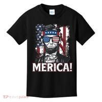 Abraham Lincoln Merica USA American Flag 4th of July Kids T-Shirt thumb 0