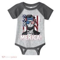 Abraham Lincoln Merica USA American Flag 4th of July Infant Baby Jersey Bodysuit thumb 0