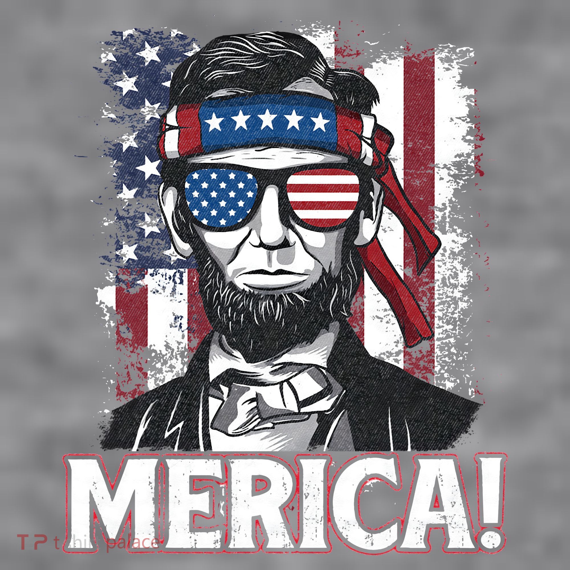 Abraham Lincoln Merica USA American Flag 4th of July Women's Racerback Cropped Tank