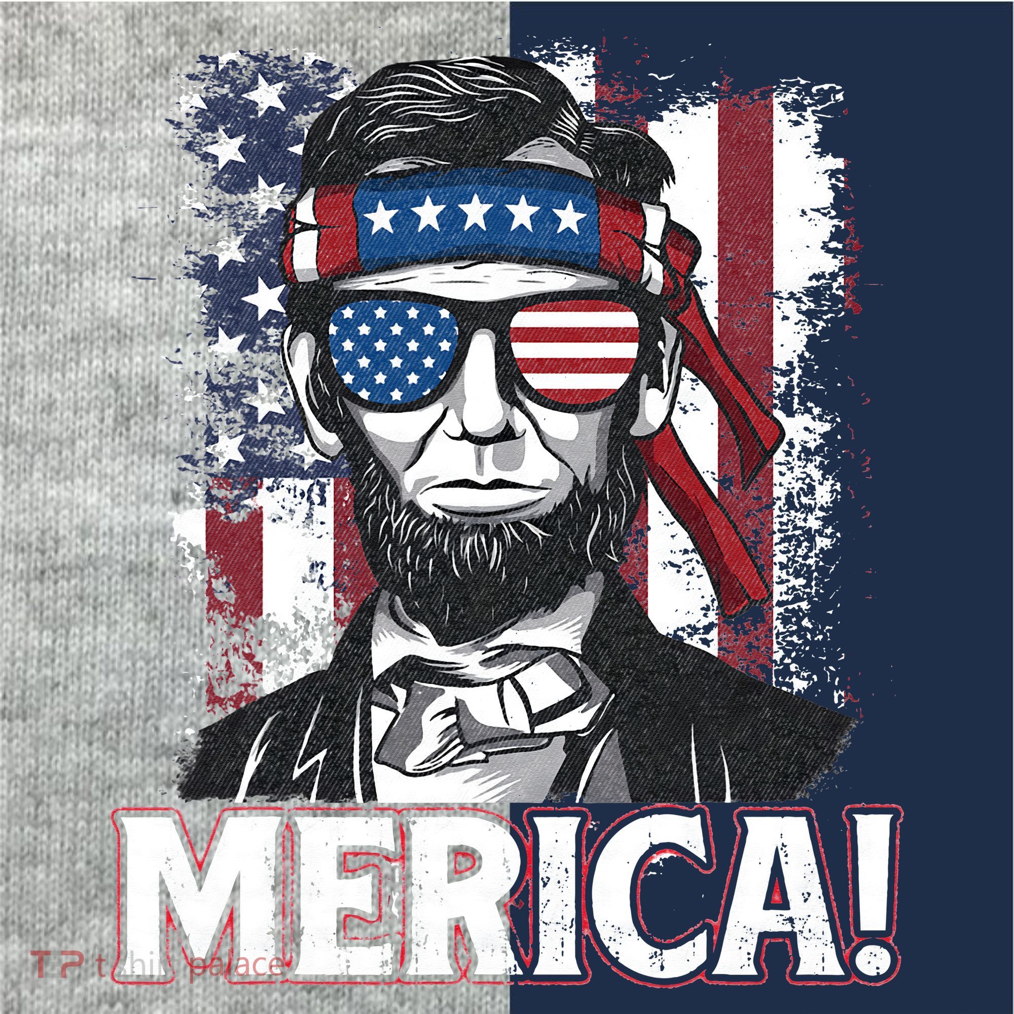 Abraham Lincoln Merica USA American Flag 4th of July Kids Colorblock Raglan Jersey