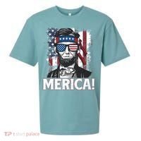 Abraham Lincoln Merica USA American Flag 4th of July Sueded Cloud Jersey T-Shirt thumb 0