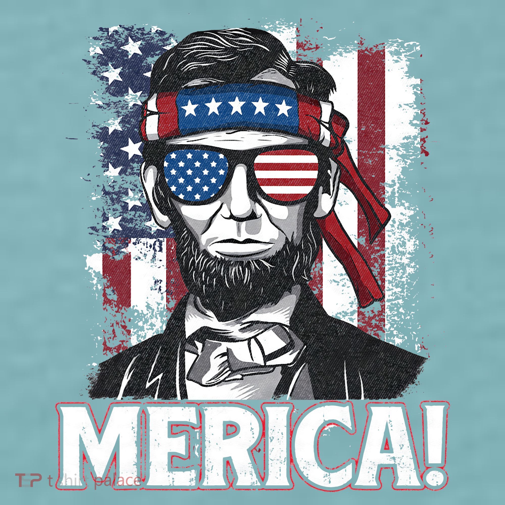 Abraham Lincoln Merica USA American Flag 4th of July Sueded Cloud Jersey T-Shirt