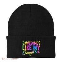 Awesome Like My Daughter Funny Fathers Day Dad Tie Dye Beanie thumb 0