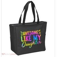 Awesome Like My Daughter Funny Fathers Day Dad Tie Dye Tote Bag thumb 2