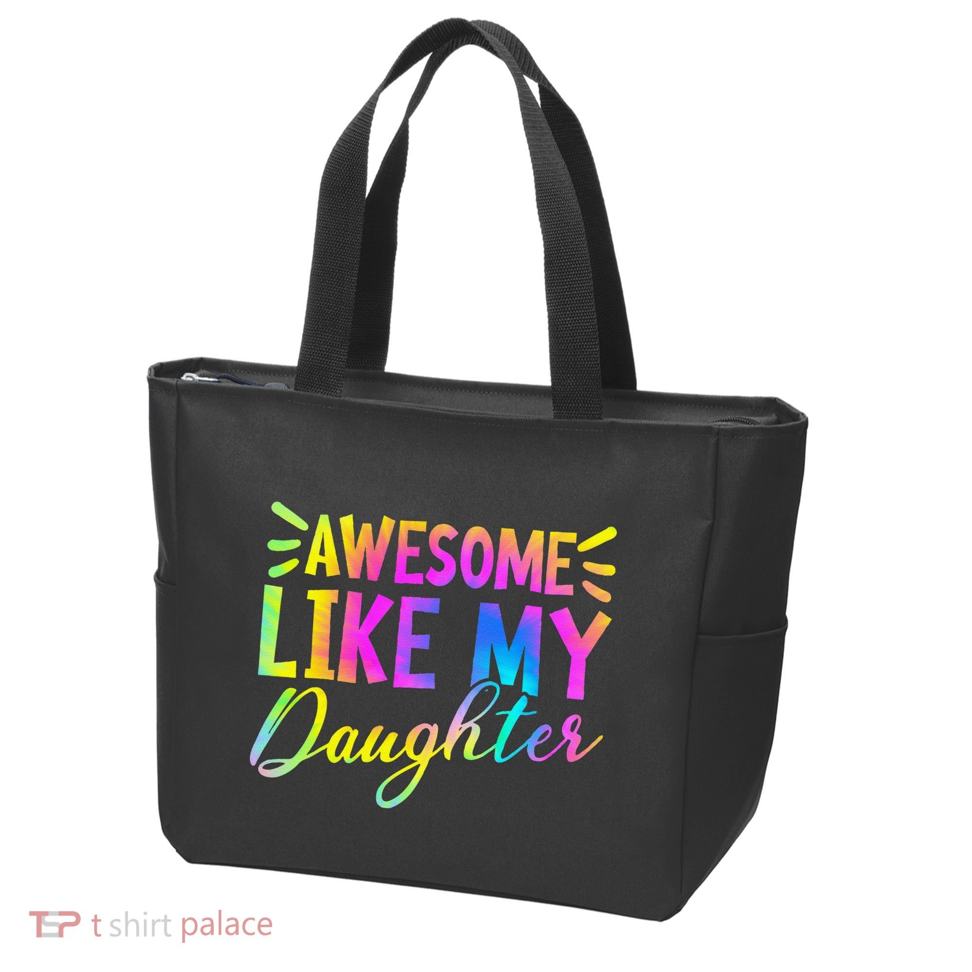 Awesome Like My Daughter Funny Fathers Day Dad Tie Dye Tote Bag