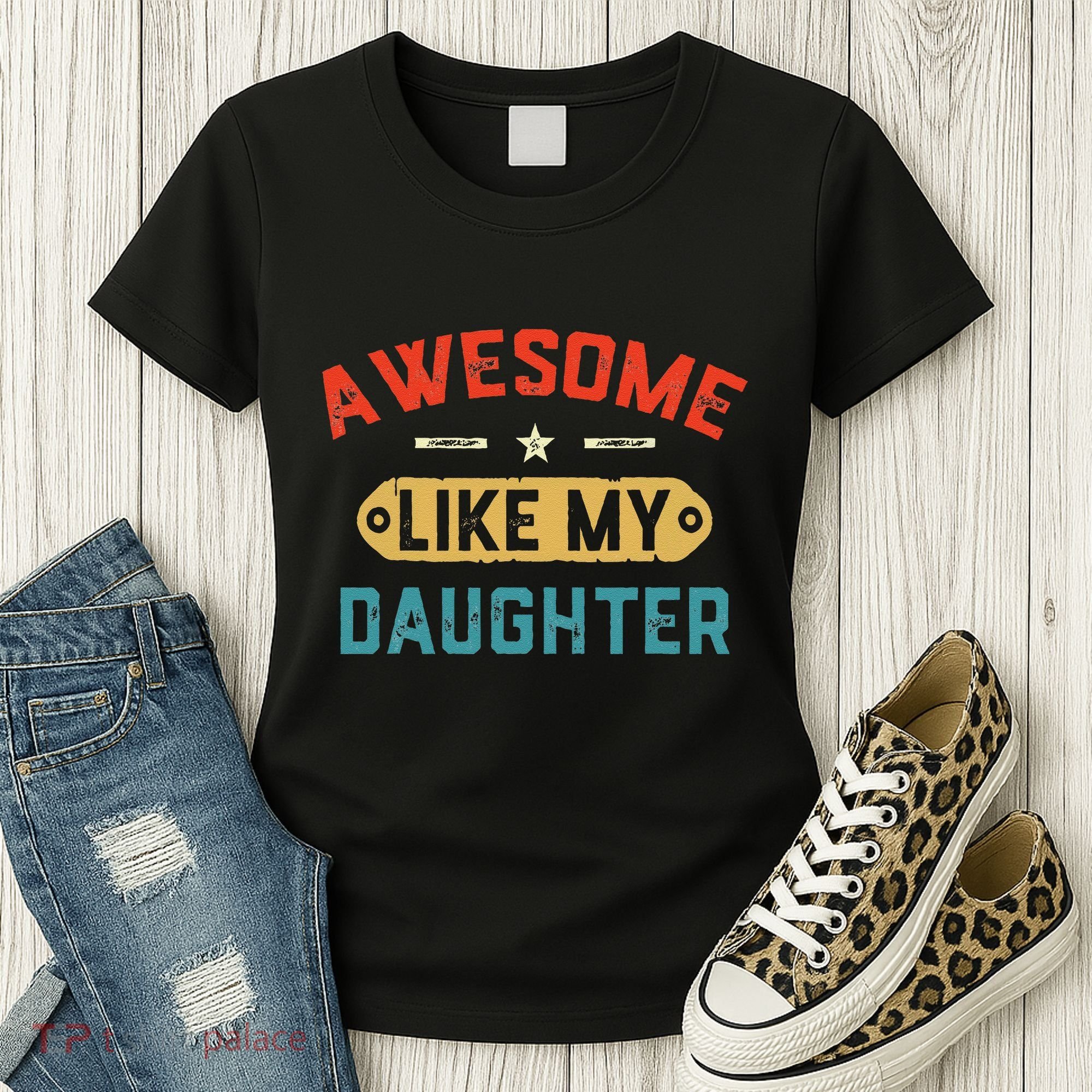 Awesome Like My Daughter Retro Man Dad Funny Fathers Day Women's T-Shirt