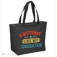 Awesome Like My Daughter Retro Man Dad Funny Fathers Day Tote Bag thumb 2