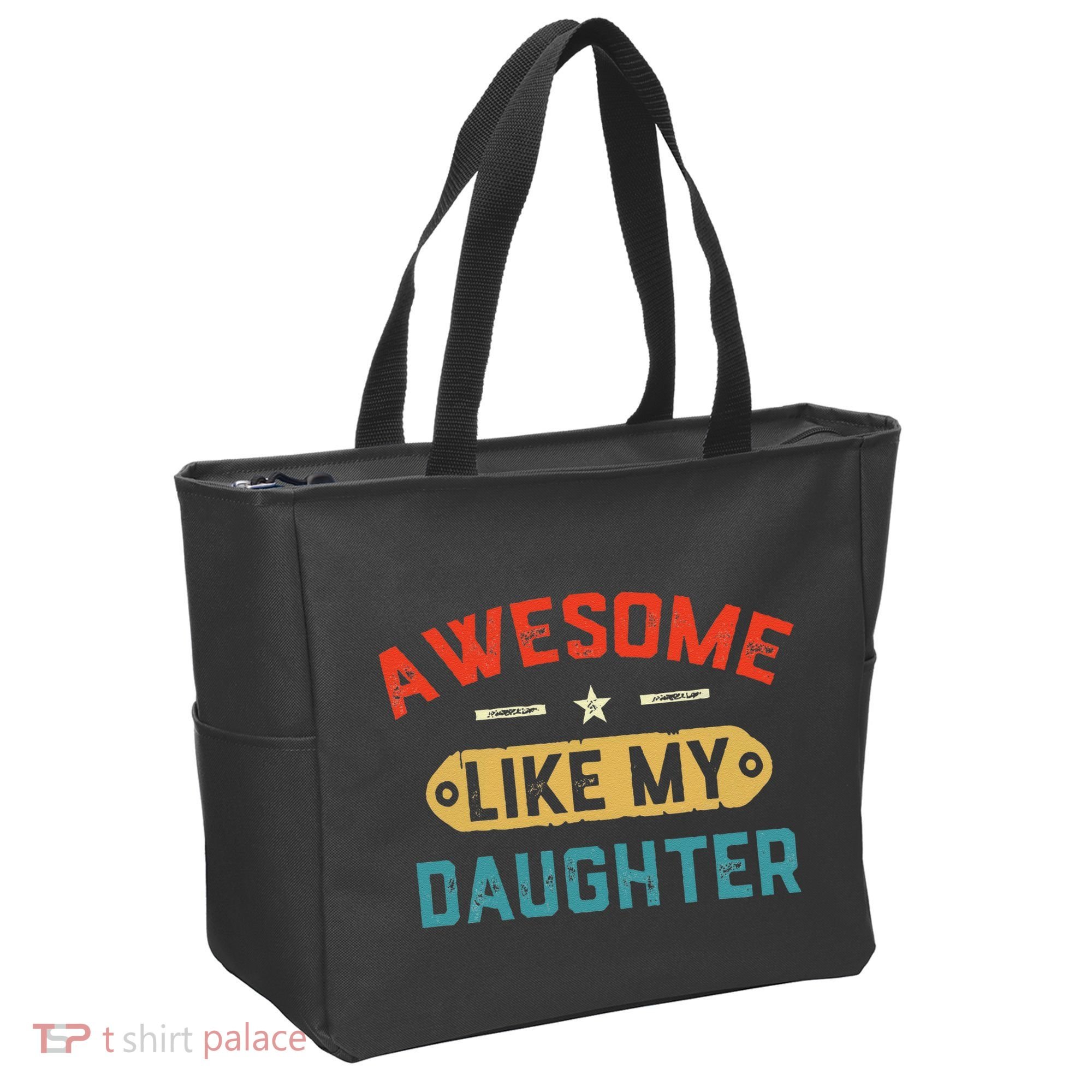 Awesome Like My Daughter Retro Man Dad Funny Fathers Day Tote Bag
