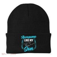 Awesome Like My Son Daddy Father Father's Day Dad Sayings Beanie thumb 0