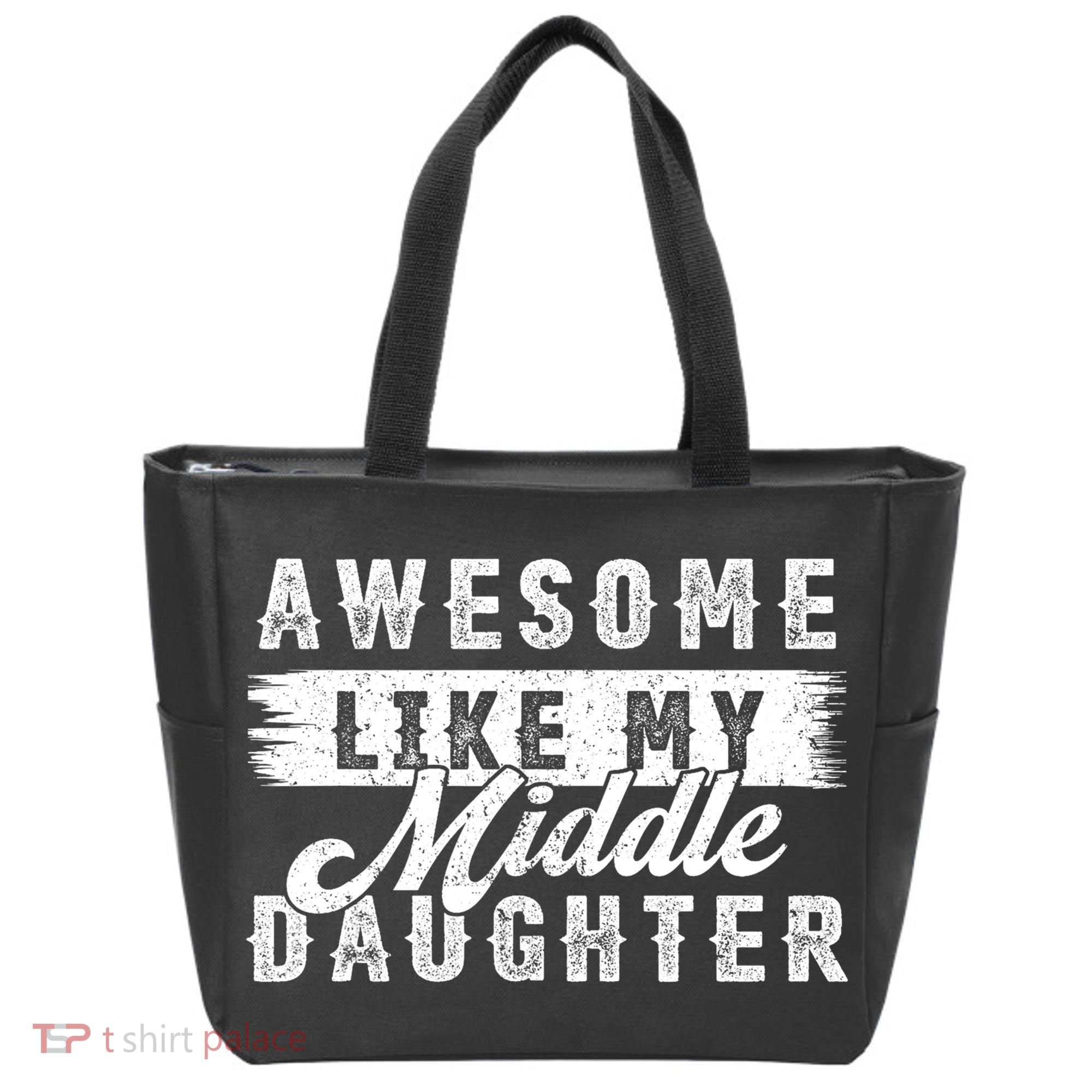 Awesome Like My Middle Daughter Retro Funny Fathers Day Tote Bag