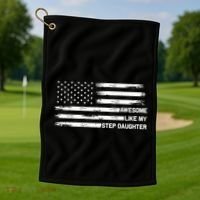 Awesome Like My Step Daughter Fathers Day Dad Joke Golf Towel thumb 1