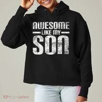 Awesome Like My Son Happy Fathers Day Funny Dad Ladies Heavyweight Boxy Pullover Hoodie thumb 0