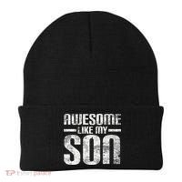 Awesome Like My Son Happy Fathers Day Funny Dad Beanie thumb 0