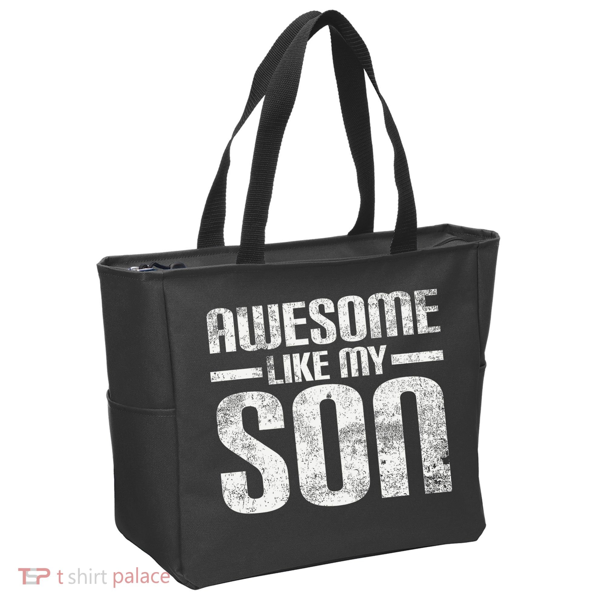 Awesome Like My Son Happy Fathers Day Funny Dad Tote Bag