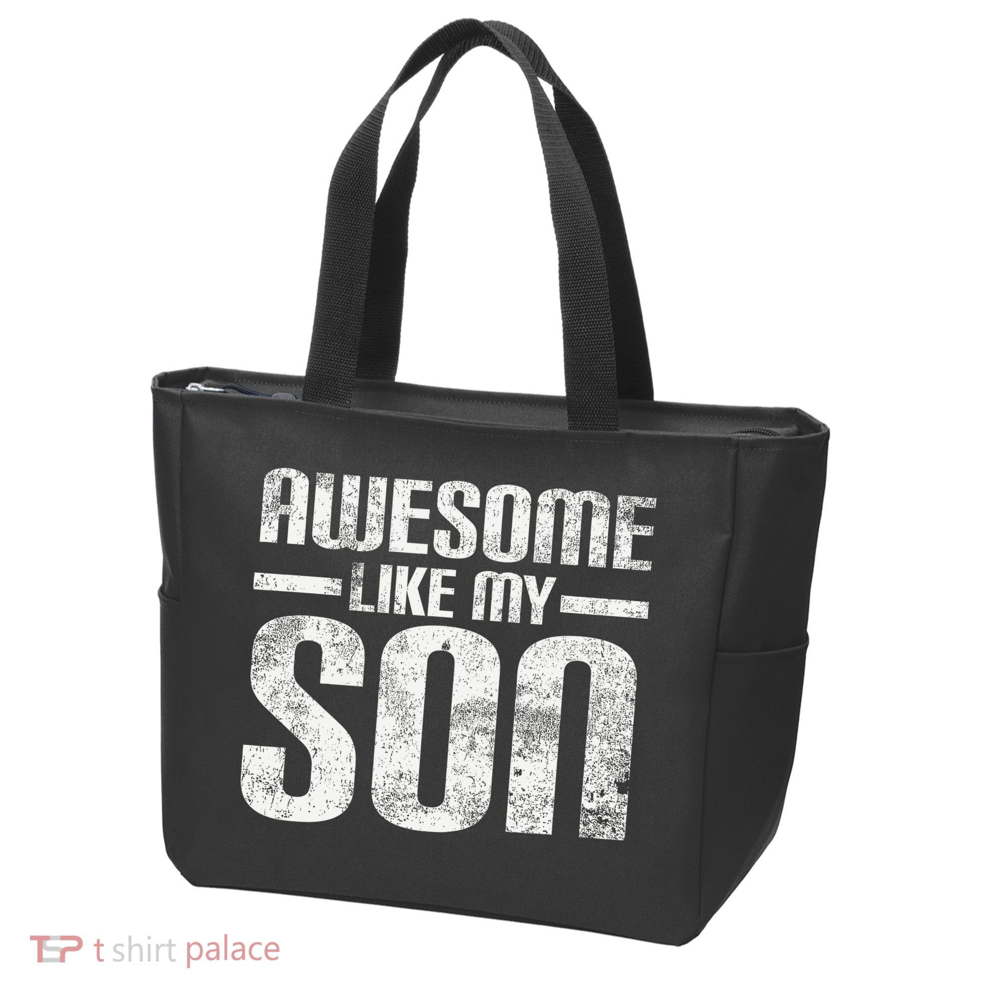 Awesome Like My Son Happy Fathers Day Funny Dad Tote Bag