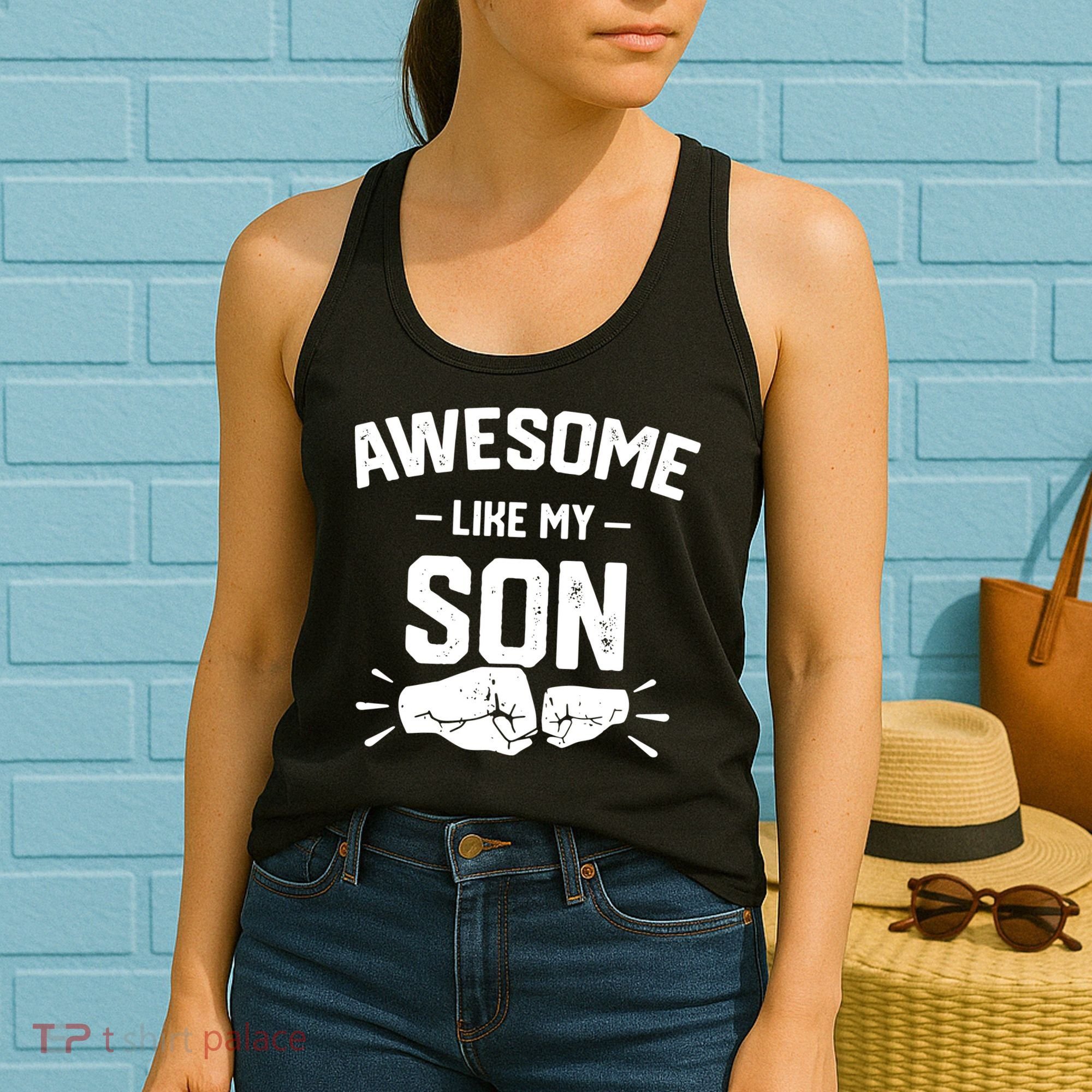 AWESOME LIKE MY SON Funny Father's Day Women's Tank Top