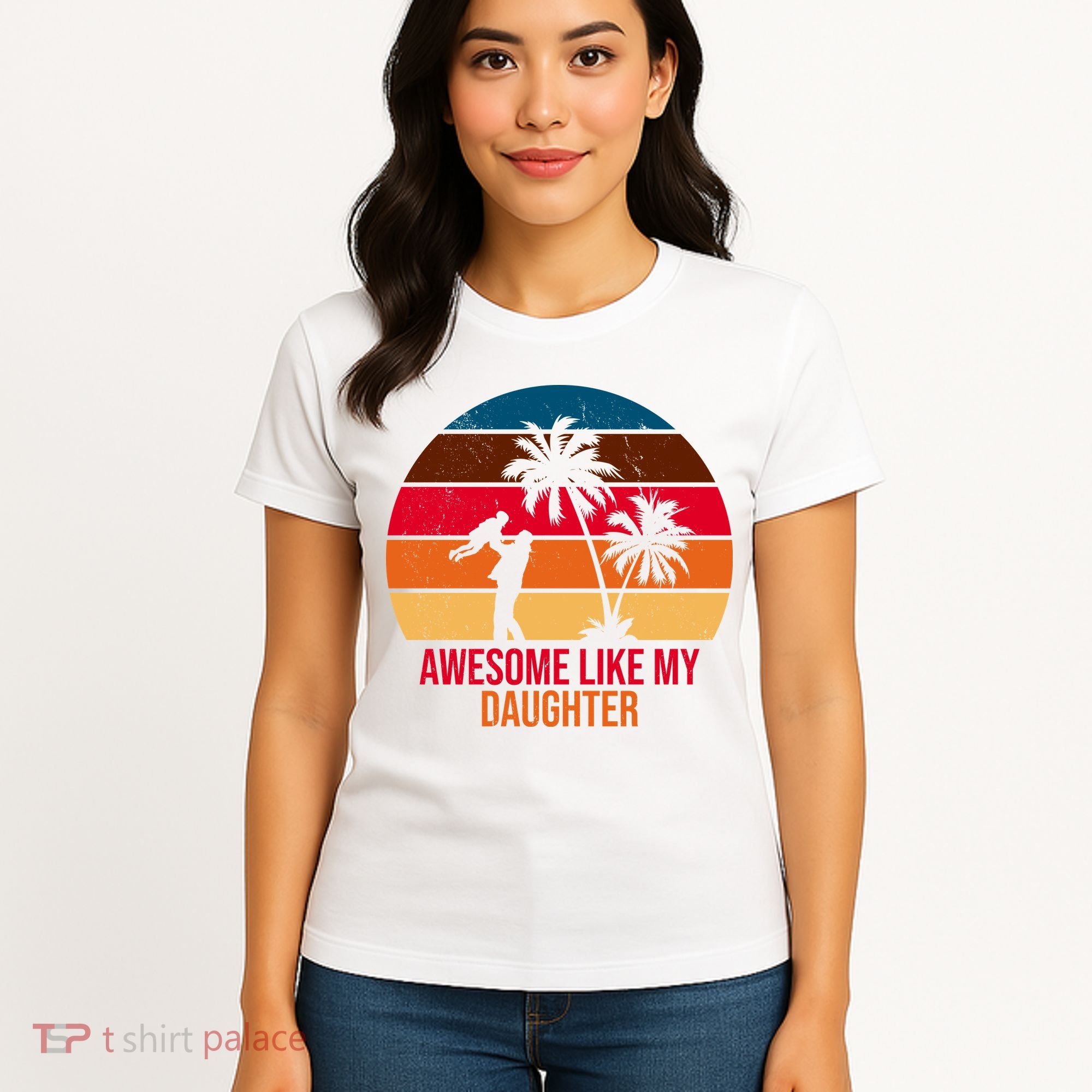 Awesome Like My Daughter Sunset Gift For Dad Women's T-Shirt
