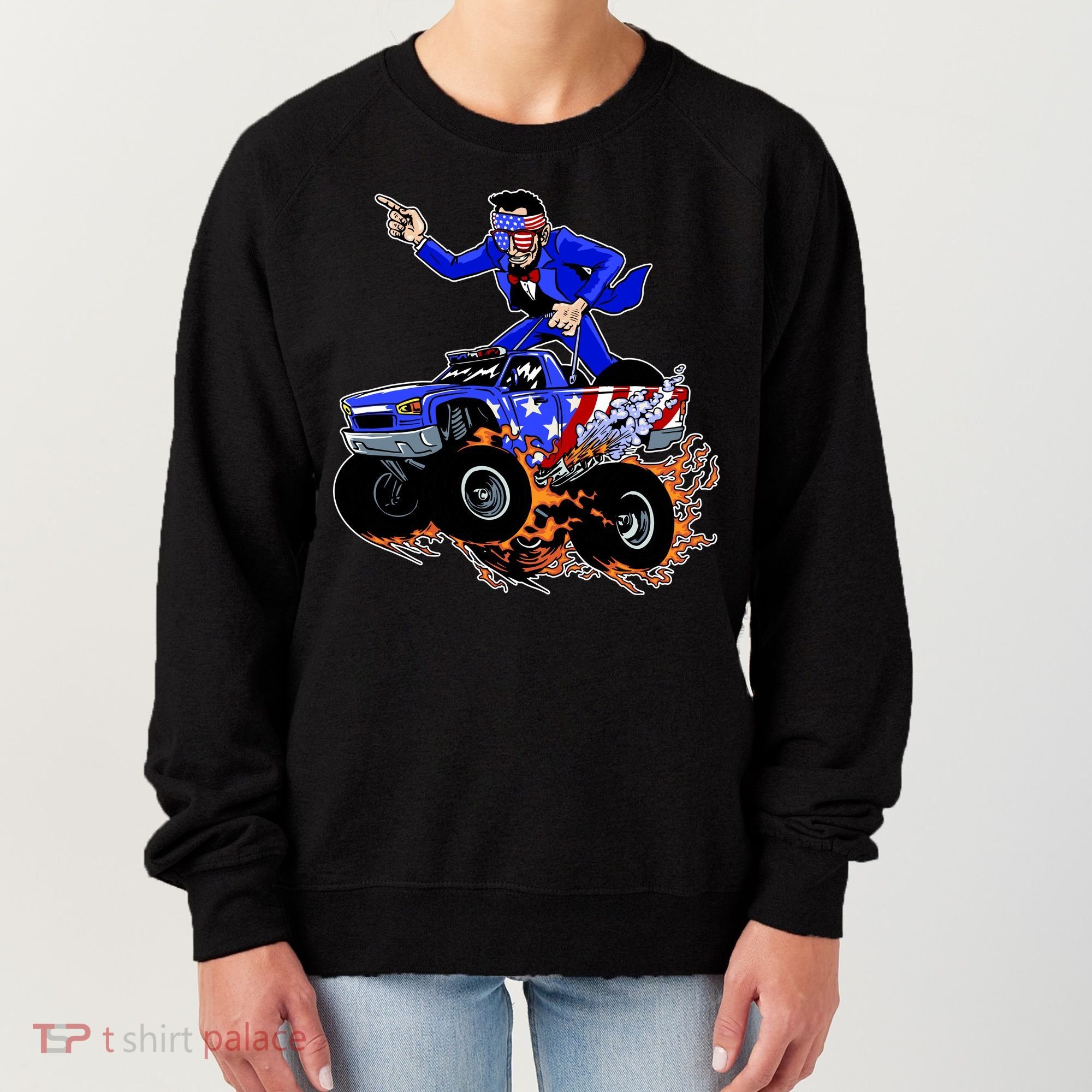 Abraham Liconln On A Monster Truck Women's Sweatshirt
