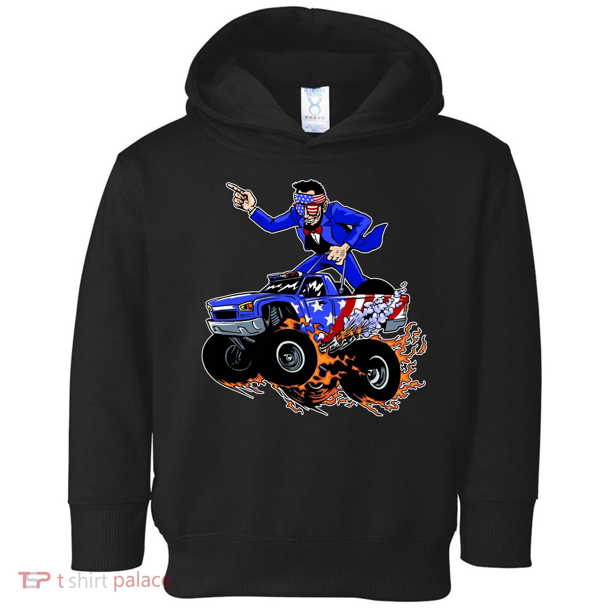 Abraham Liconln On A Monster Truck Toddler Hoodie