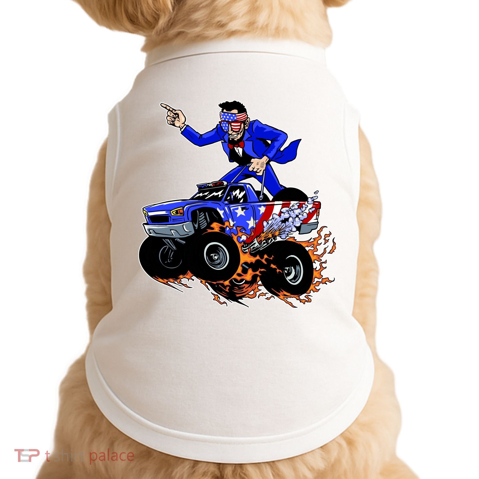 Abraham Liconln On A Monster Truck Doggie Tank
