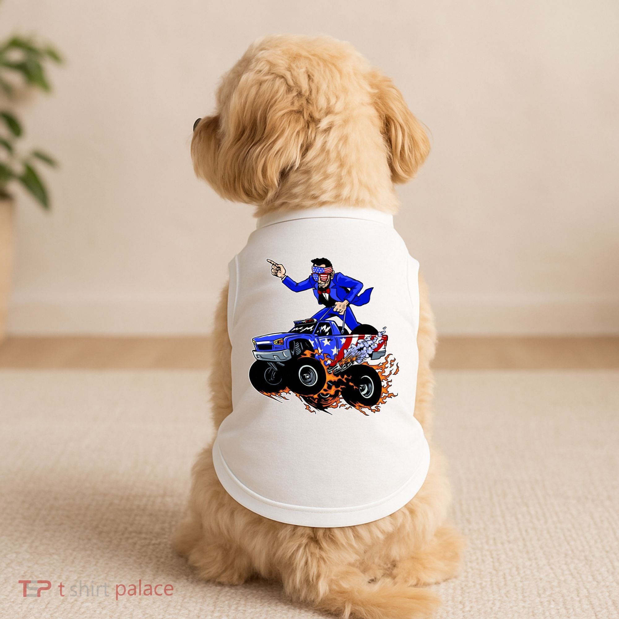 Abraham Liconln On A Monster Truck Doggie Tank