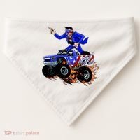 Abraham Liconln On A Monster Truck USA-Made Doggie Bandana thumb 0