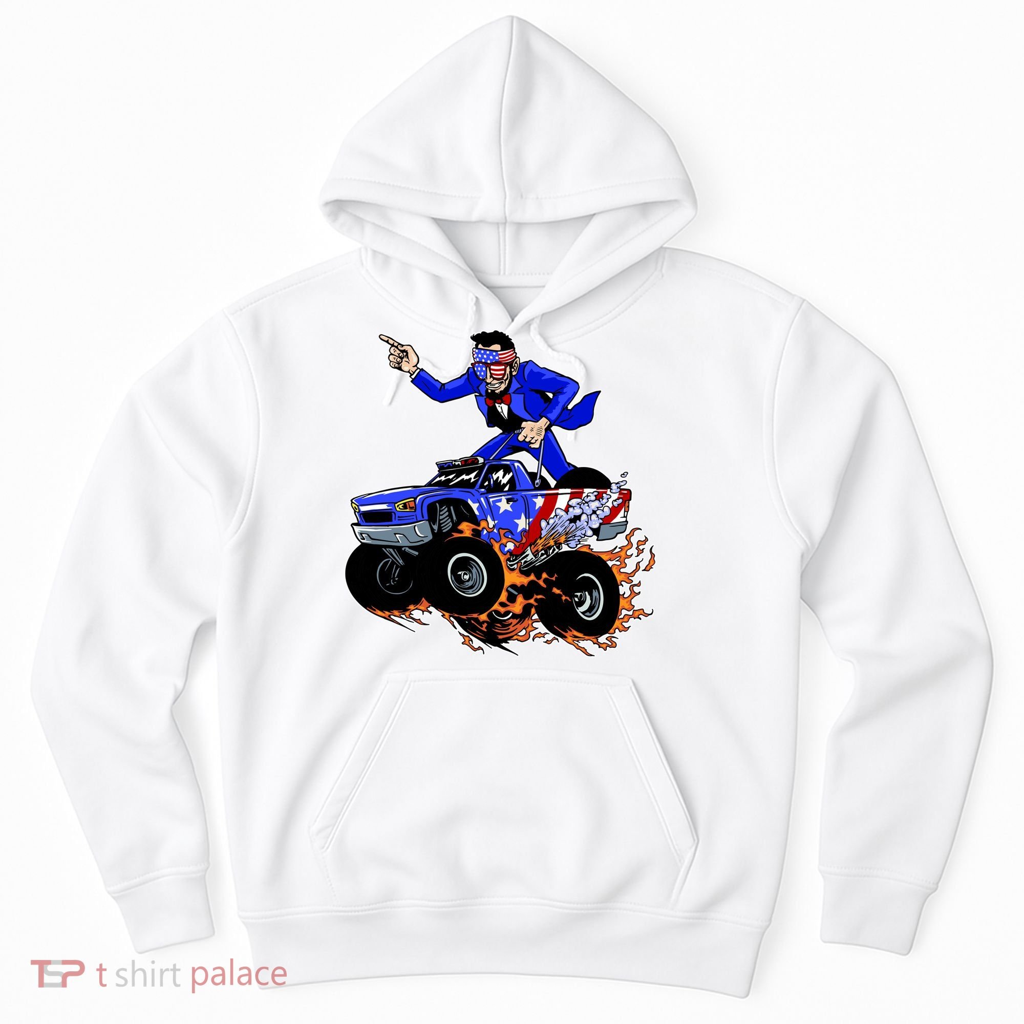 Abraham Liconln On A Monster Truck Hoodie