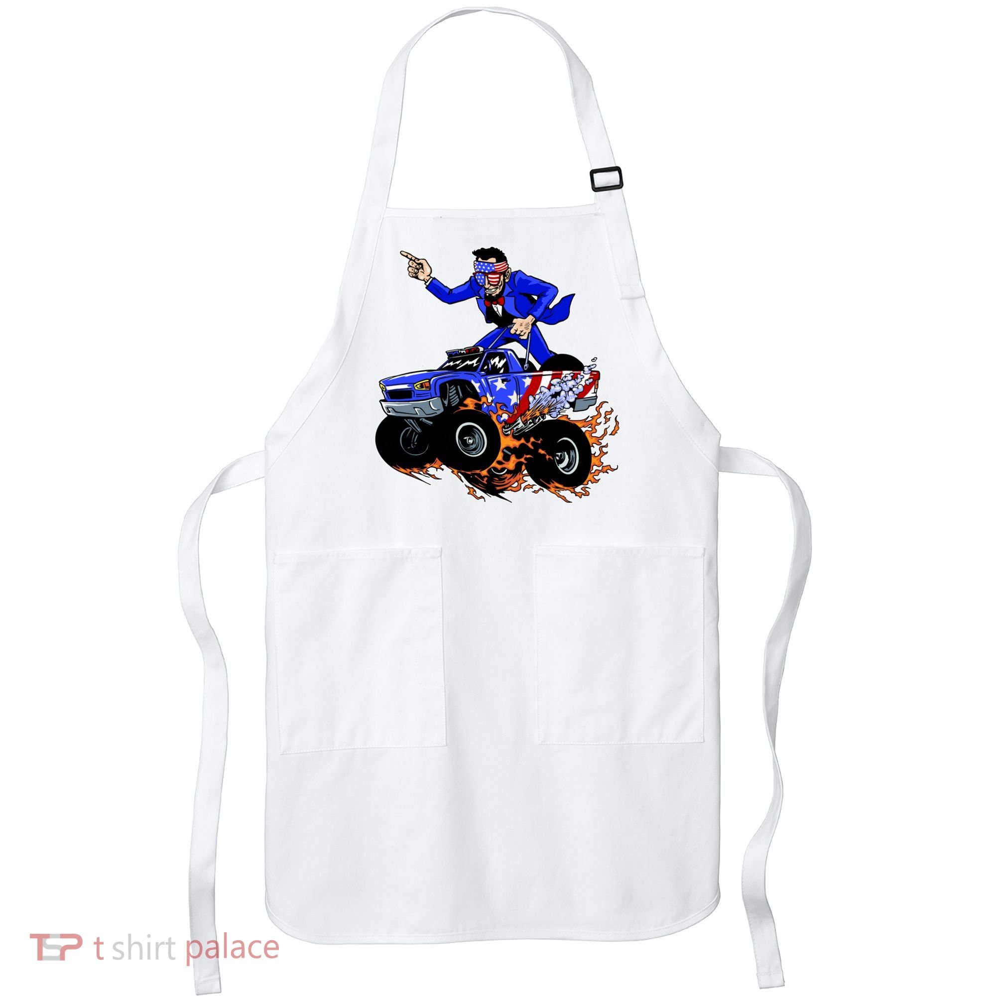 Abraham Liconln On A Monster Truck Apron