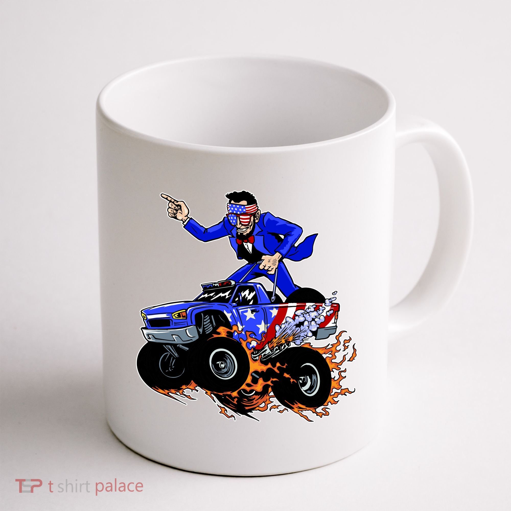 Abraham Liconln On A Monster Truck Coffee Mug