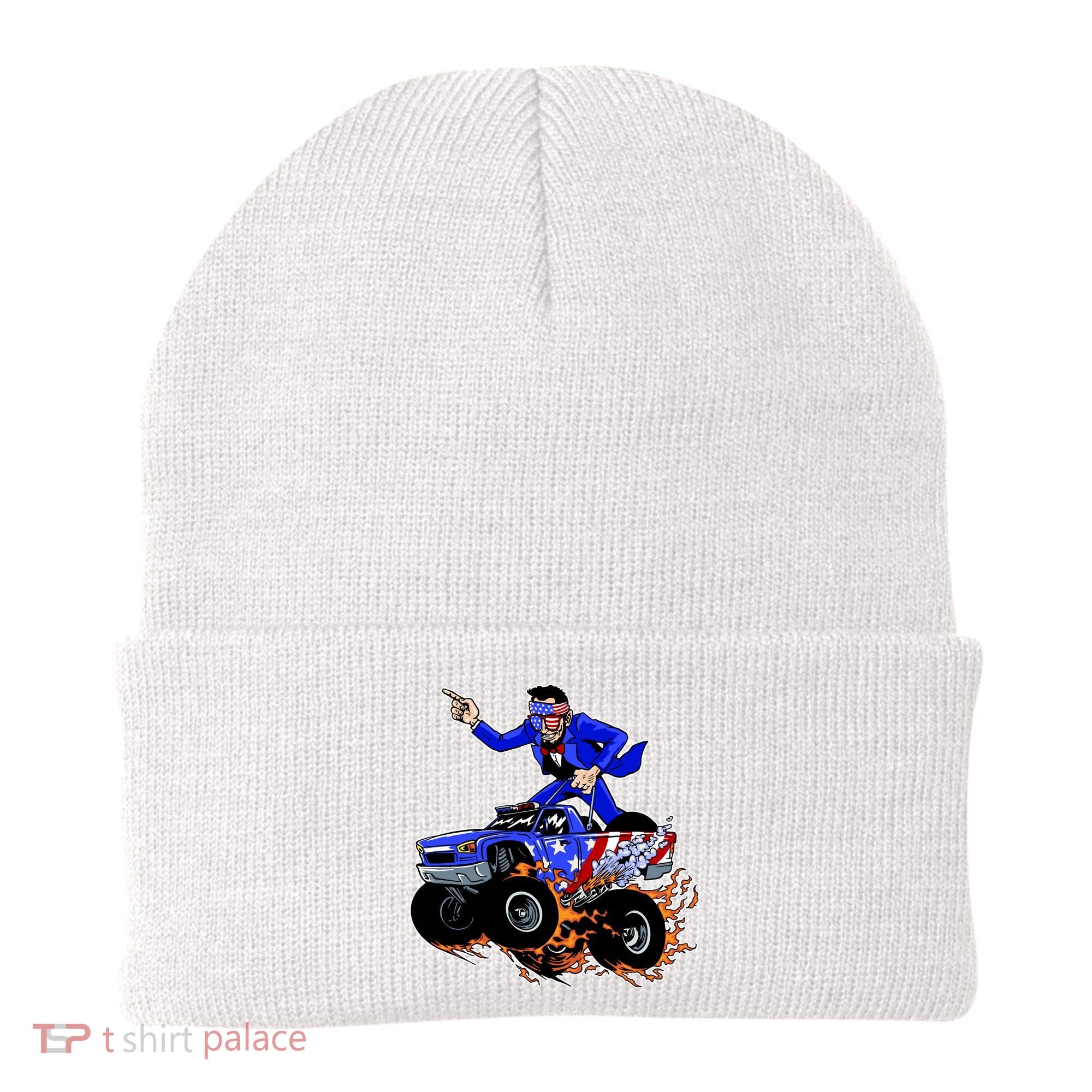 Abraham Liconln On A Monster Truck Beanie