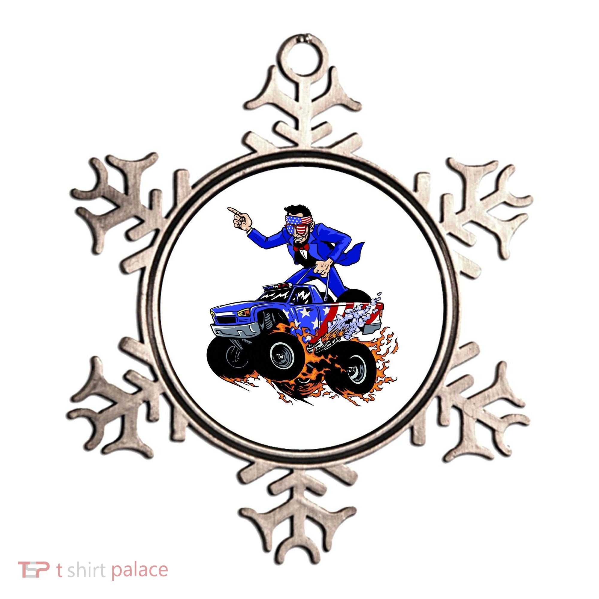 Abraham Liconln On A Monster Truck Ornament