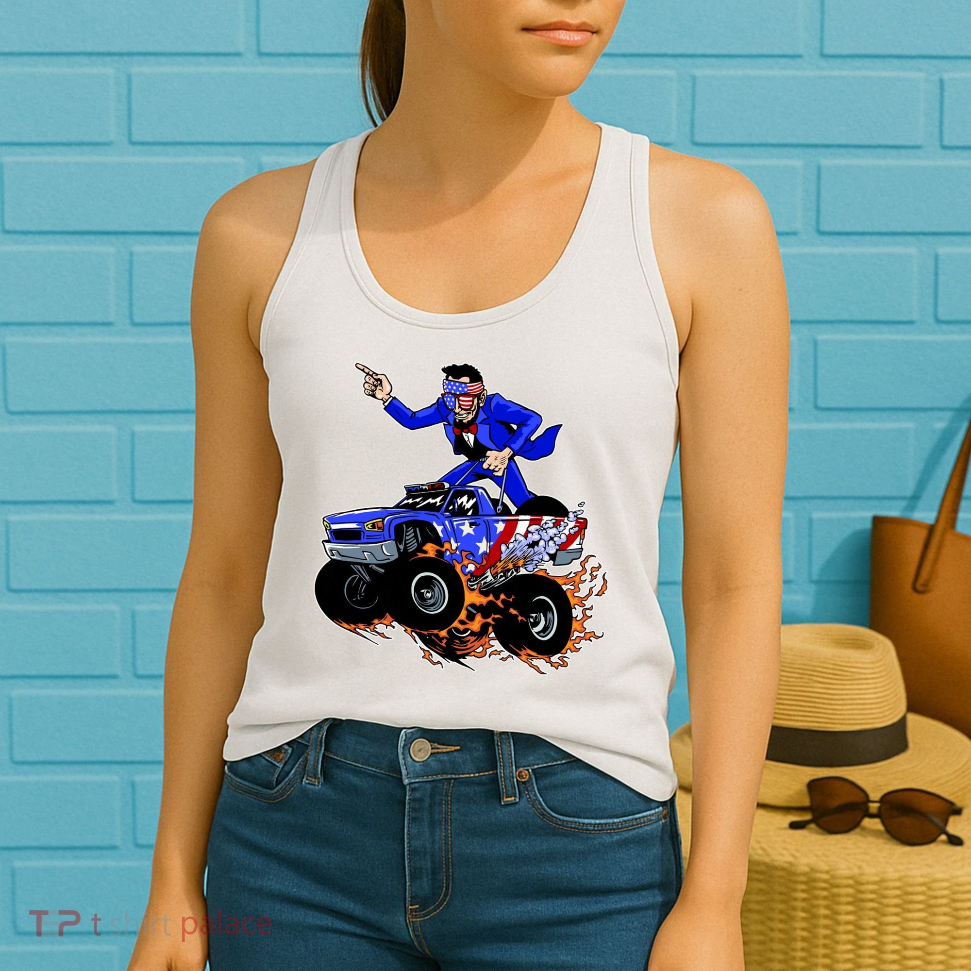 Abraham Liconln On A Monster Truck Women's Tank Top