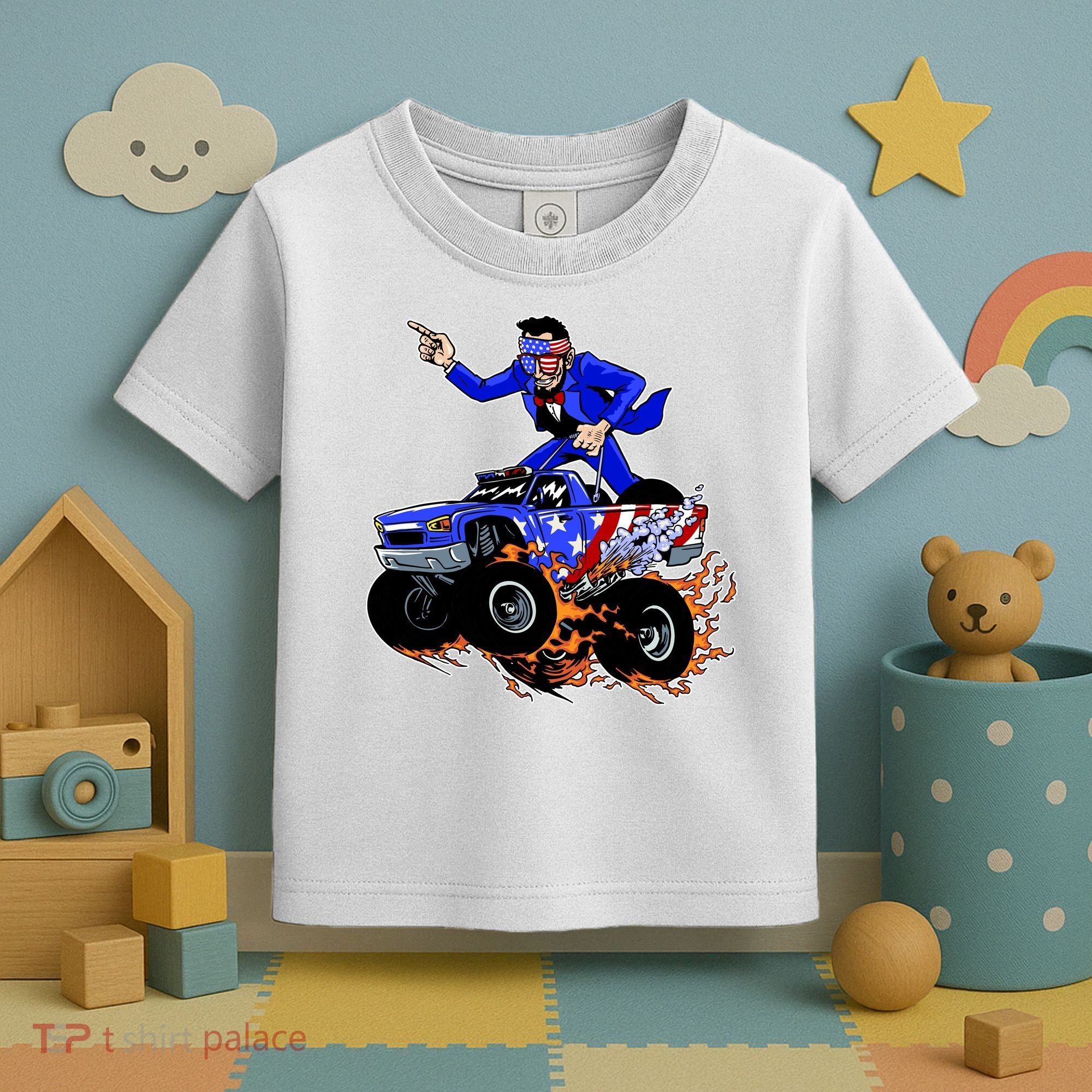 Abraham Liconln On A Monster Truck Toddler T-Shirt