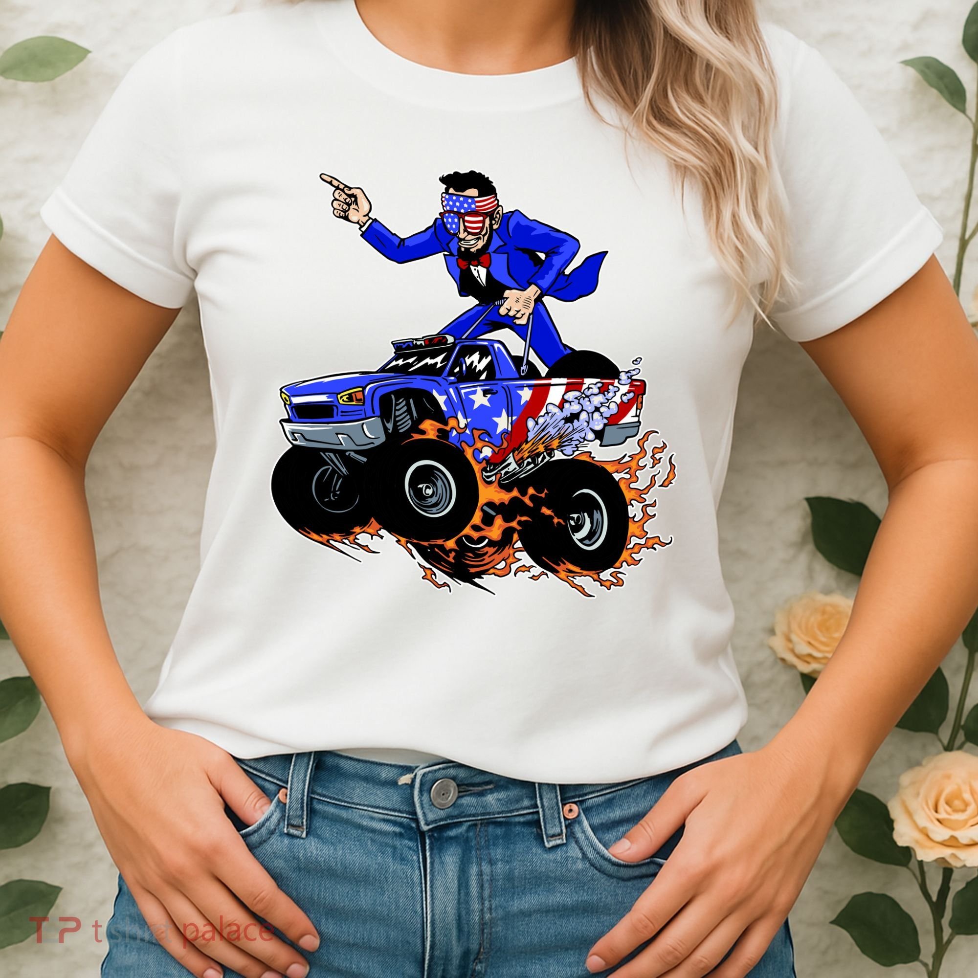 Abraham Liconln On A Monster Truck Women's T-Shirt