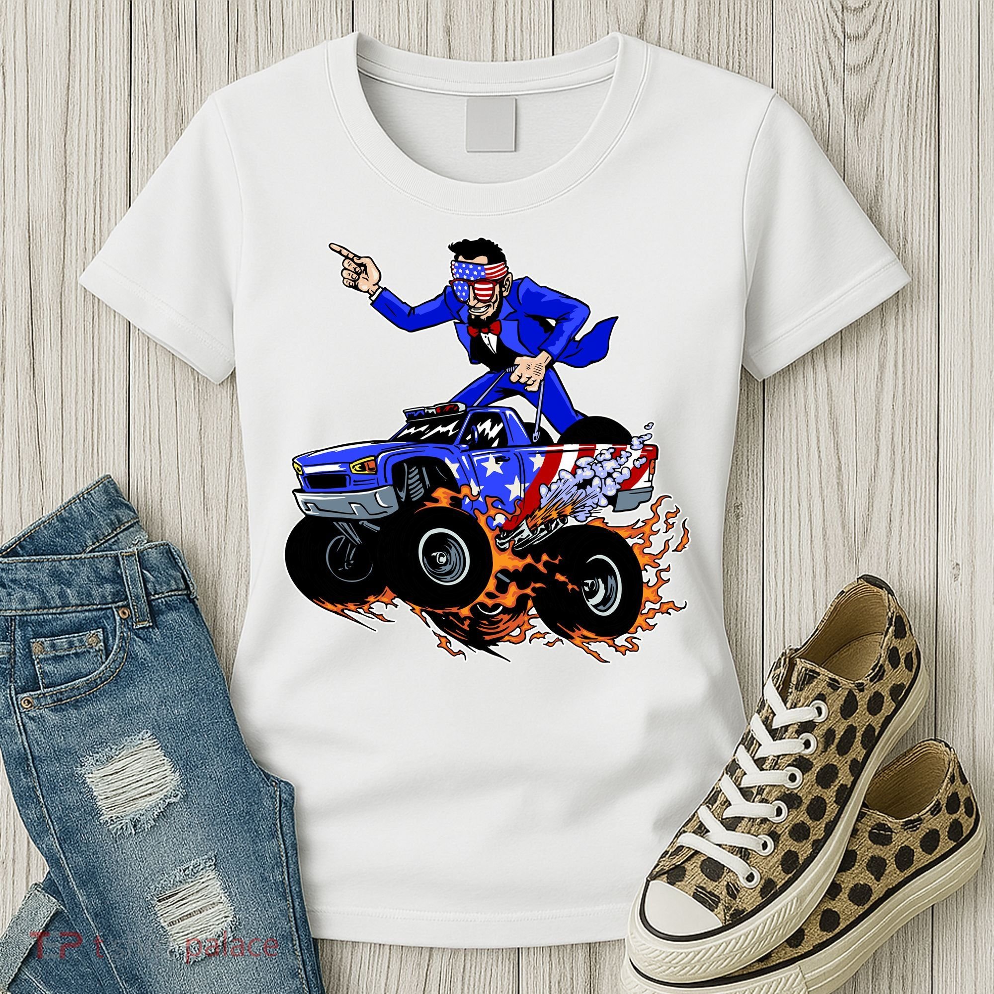 Abraham Liconln On A Monster Truck Women's T-Shirt