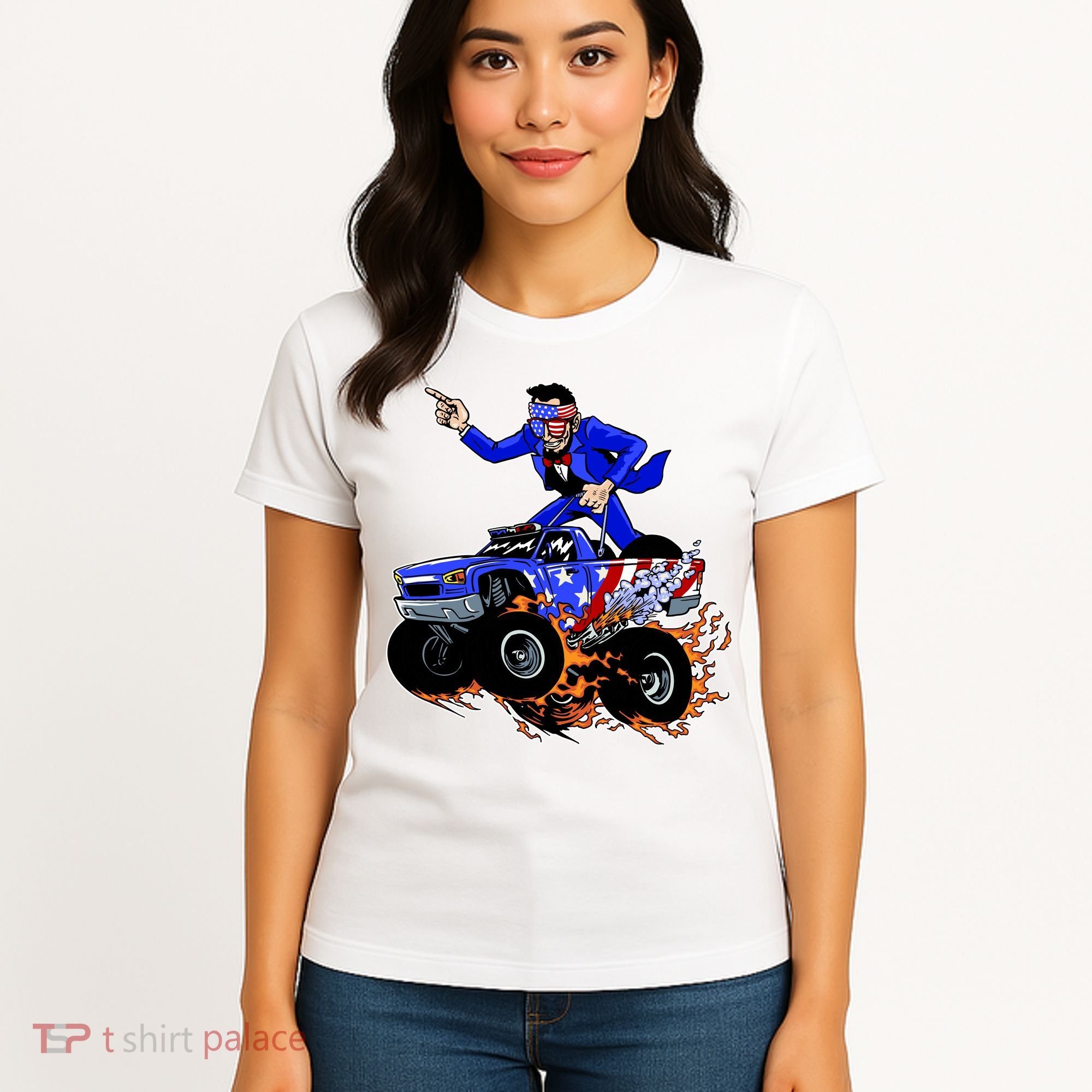 Abraham Liconln On A Monster Truck Women's T-Shirt