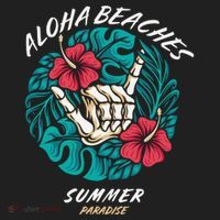 Aloha Beaches Skeleton Hand Rock On Flowers Women's Sweatshirt thumb 2