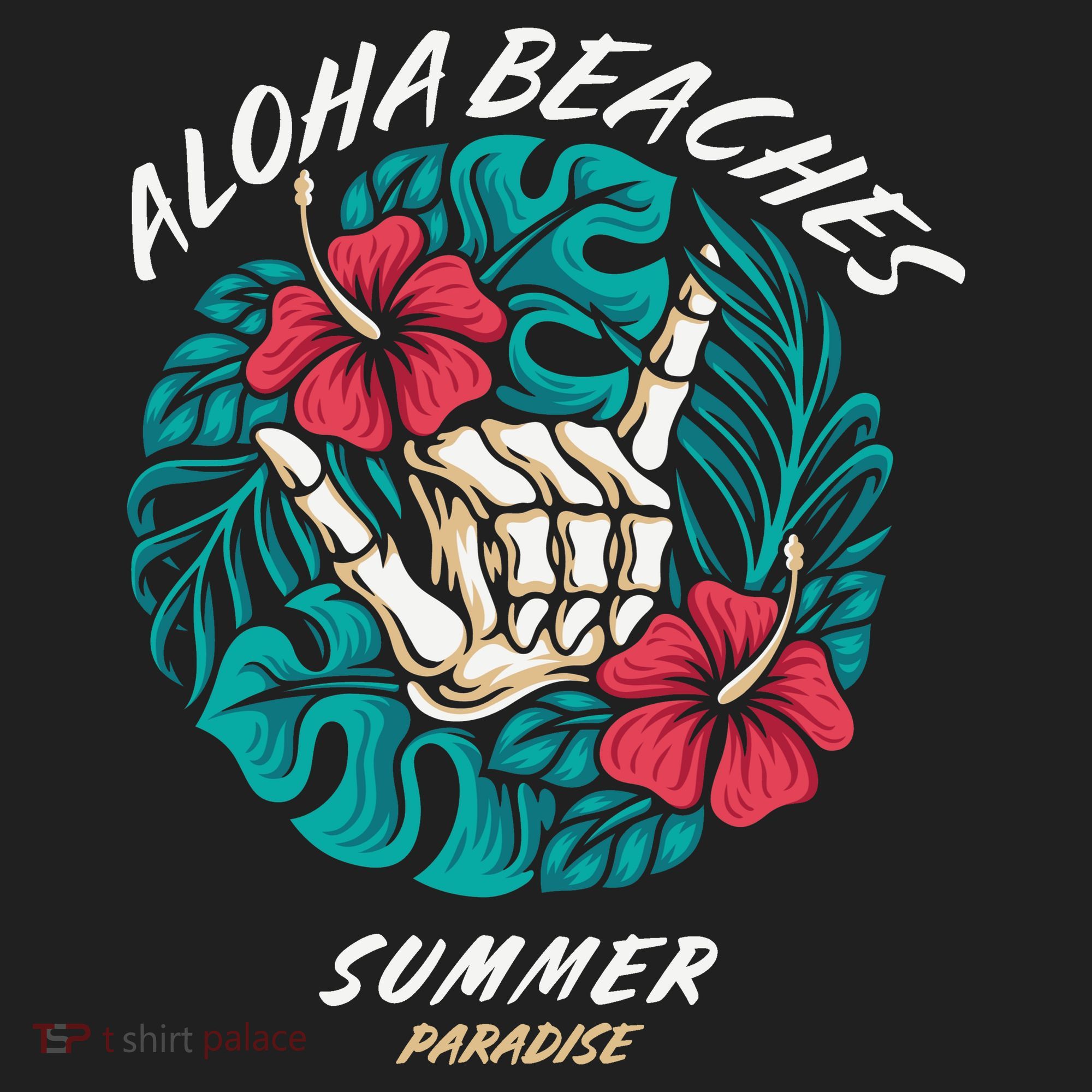 Aloha Beaches Skeleton Hand Rock On Flowers Women's Sweatshirt