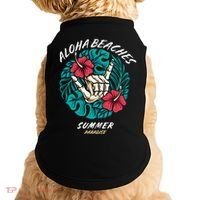 Aloha Beaches Skeleton Hand Rock On Flowers Doggie Tank thumb 0